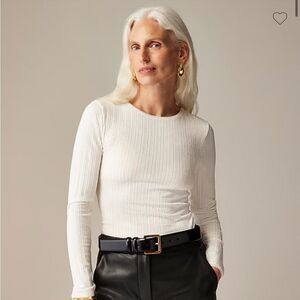 NWOT J. Crew Pointelle long-sleeve ribbed shirt ivory size XXS